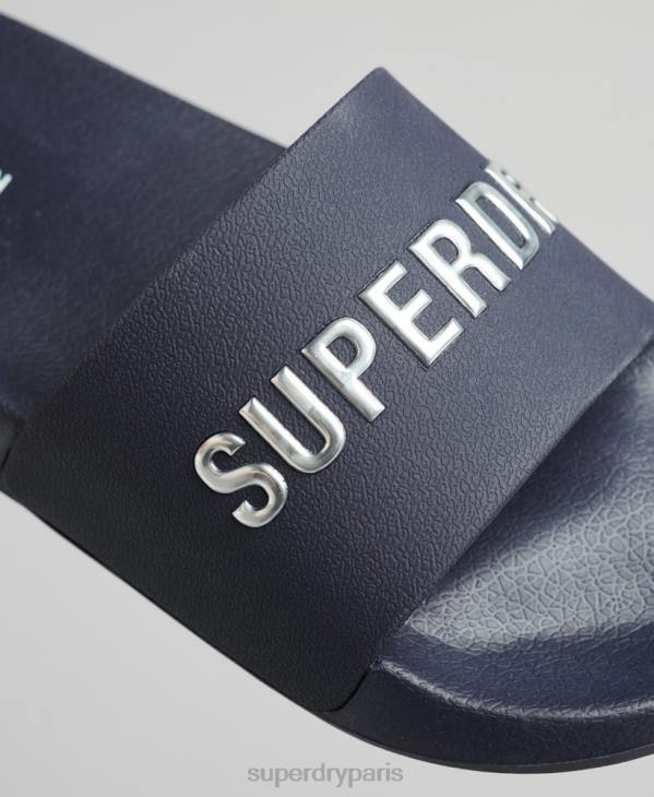 Superdry femmes claquettes de piscine à logo code D64Z4392 chaussures marine