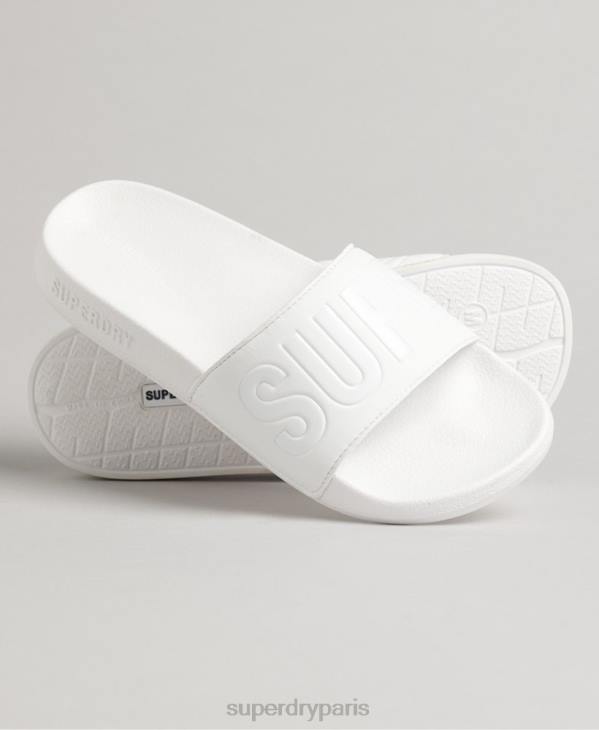 Superdry femmes curseurs de piscine de base D64Z4354 chaussures blanc
