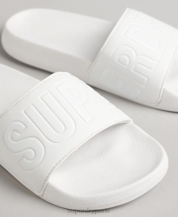Superdry femmes curseurs de piscine de base D64Z4354 chaussures blanc