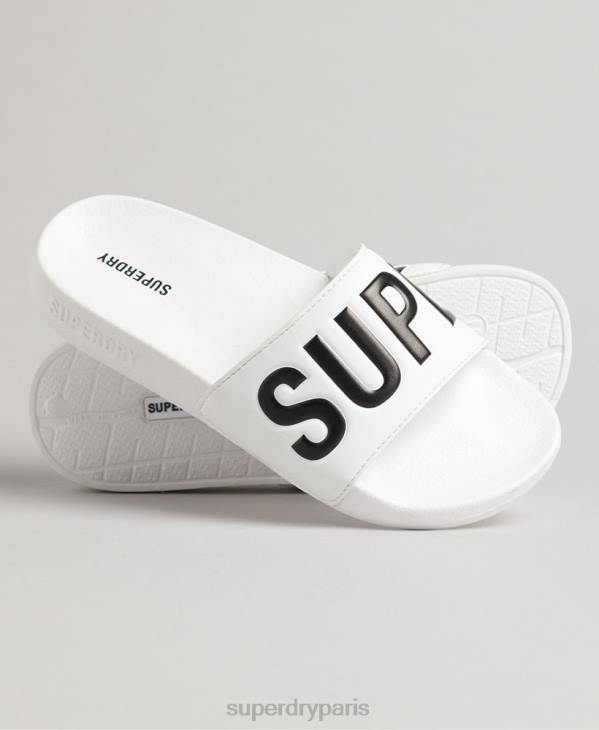 Superdry femmes curseurs de piscine de base D64Z4383 chaussures blanc