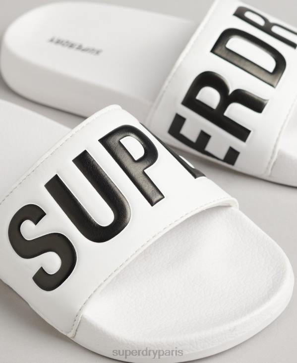 Superdry femmes curseurs de piscine de base D64Z4383 chaussures blanc