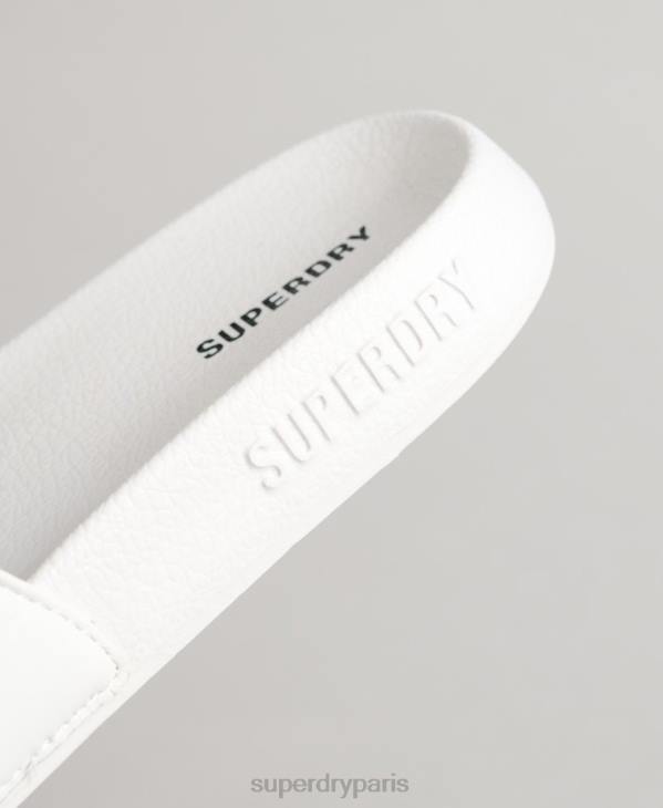 Superdry femmes curseurs de piscine de base D64Z4383 chaussures blanc