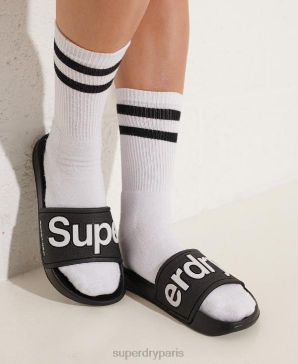 Superdry femmes curseurs de piscine eva D64Z4422 chaussures noir