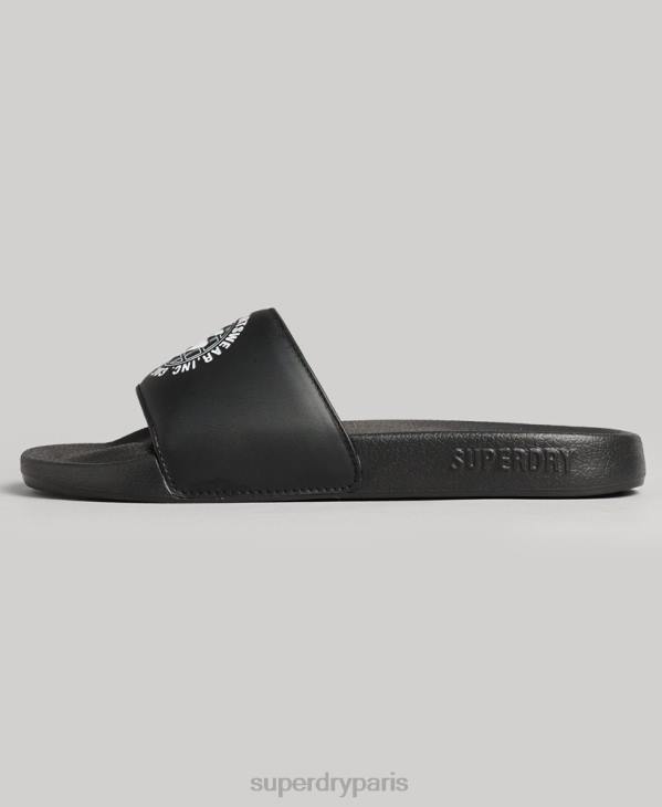 Superdry femmes curseurs de piscine imprimés par code D64Z4409 chaussures noir
