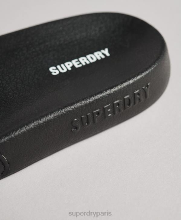 Superdry femmes curseurs de piscine imprimés par code D64Z4409 chaussures noir