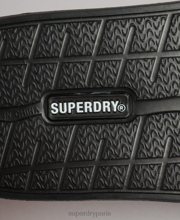 Superdry femmes curseurs de piscine imprimés par code D64Z4409 chaussures noir