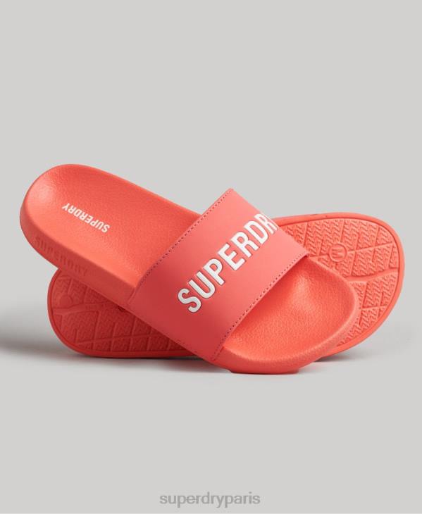 Superdry femmes curseurs de piscine moulés graphiques D64Z4411 chaussures corail