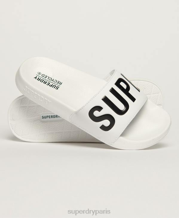 Superdry femmes curseurs de pool de noyau de code D64Z4346 chaussures blanc