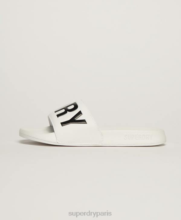Superdry femmes curseurs de pool de noyau de code D64Z4346 chaussures blanc