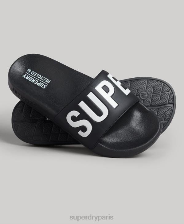 Superdry femmes curseurs de pool de noyau de code D64Z4385 chaussures noir