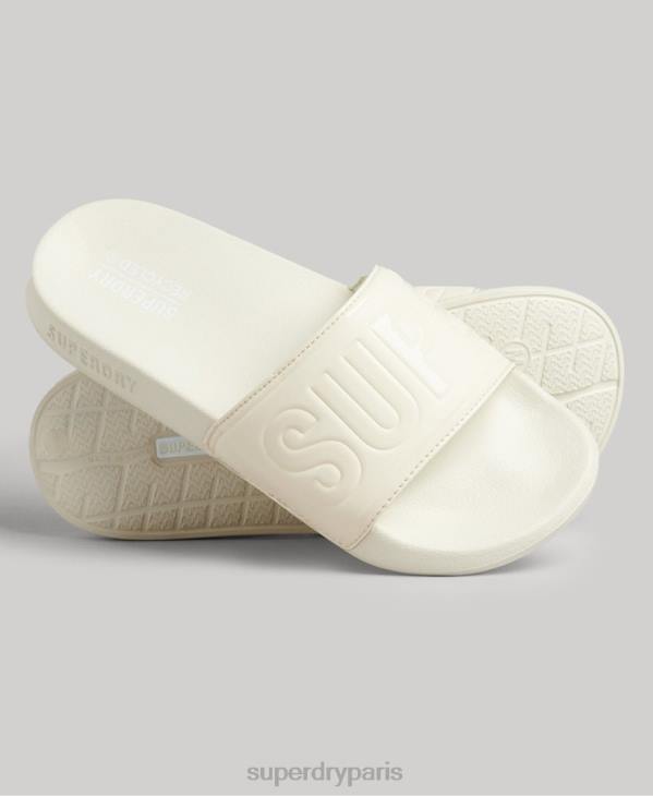 Superdry femmes curseurs de pool de noyau de code D64Z4390 chaussures crème