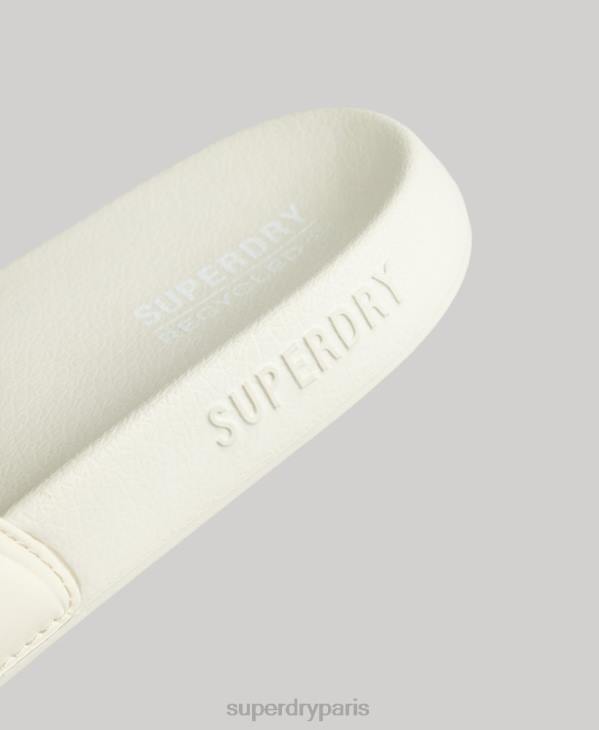 Superdry femmes curseurs de pool de noyau de code D64Z4390 chaussures crème