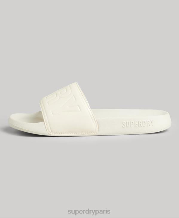 Superdry femmes curseurs de pool de noyau de code D64Z4390 chaussures crème