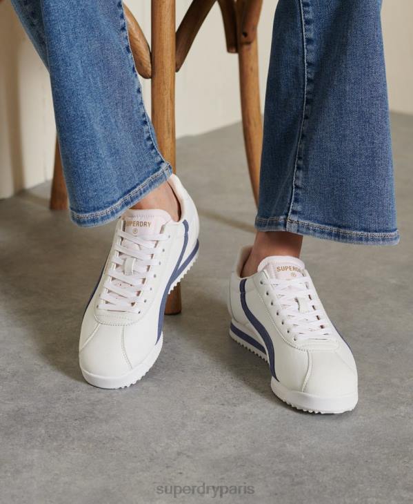 Superdry femmes chaussures de course rétro végétaliennes D64Z4418 chaussures bleu