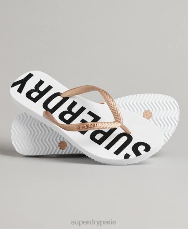 Superdry femmes code essentiel tongs D64Z4393 chaussures blanc