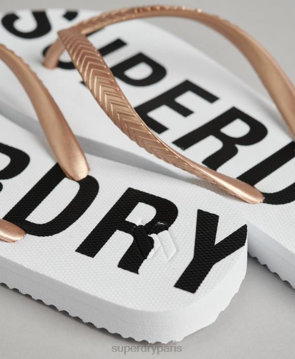 Superdry femmes code essentiel tongs D64Z4393 chaussures blanc