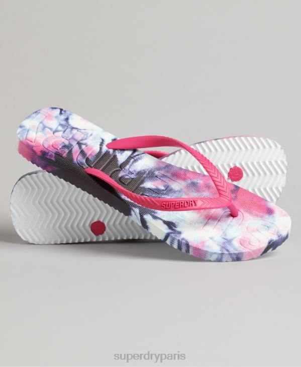 Superdry femmes code tongs tie-dye D64Z6681 chaussures rose