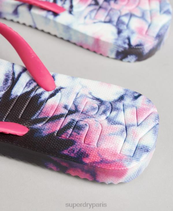 Superdry femmes code tongs tie-dye D64Z6681 chaussures rose