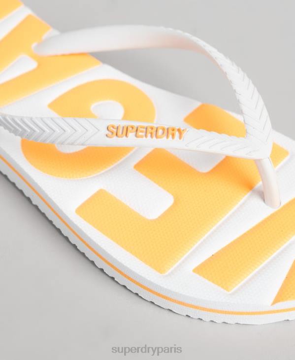 Superdry femmes tongs classiques végétaliennes vintage D64Z4395 chaussures blanc
