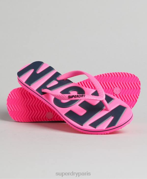 Superdry femmes tongs classiques végétaliennes vintage D64Z4396 chaussures rose