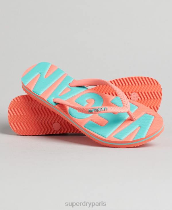 Superdry femmes tongs classiques végétaliennes vintage D64Z4399 chaussures corail