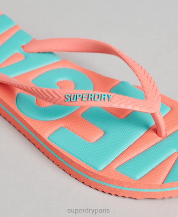 Superdry femmes tongs classiques végétaliennes vintage D64Z4399 chaussures corail