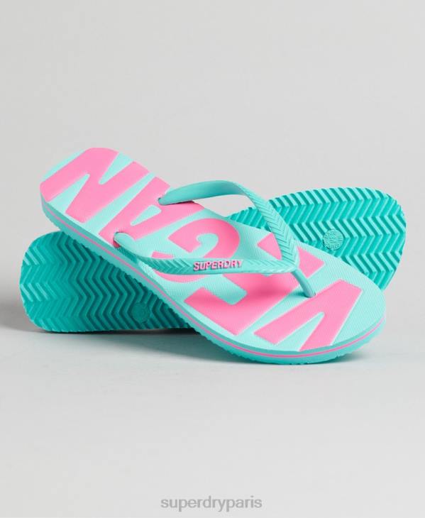 Superdry femmes tongs classiques végétaliennes vintage D64Z4413 chaussures bleu