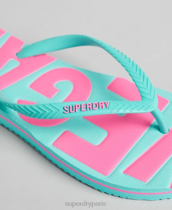 Superdry femmes tongs classiques végétaliennes vintage D64Z4413 chaussures bleu