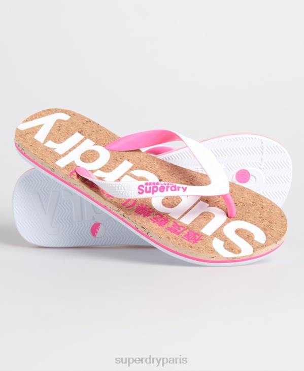 Superdry femmes tongs en liège D64Z4403 chaussures blanc