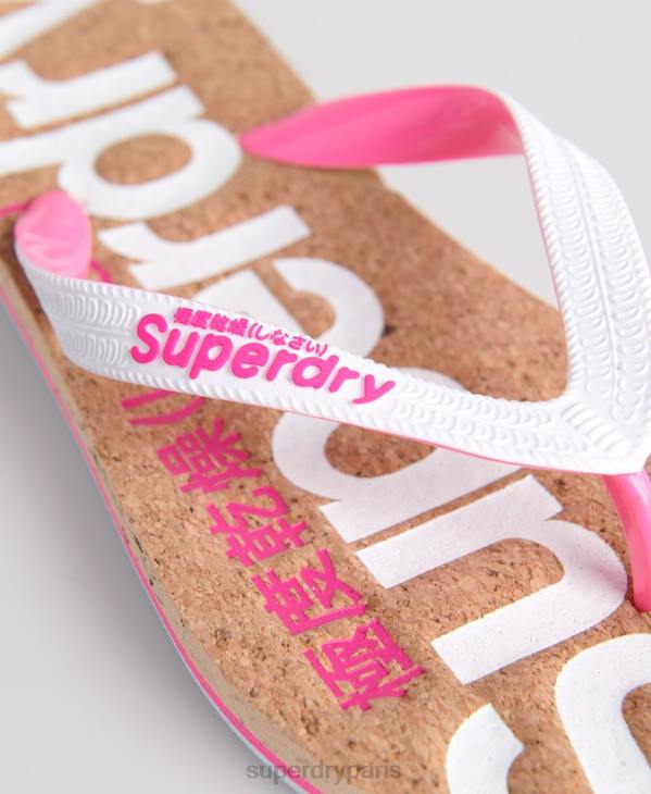 Superdry femmes tongs en liège D64Z4403 chaussures blanc