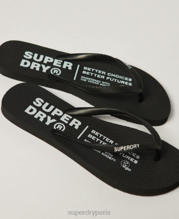 Superdry femmes tongs végétaliennes D64Z2159 chaussures noir
