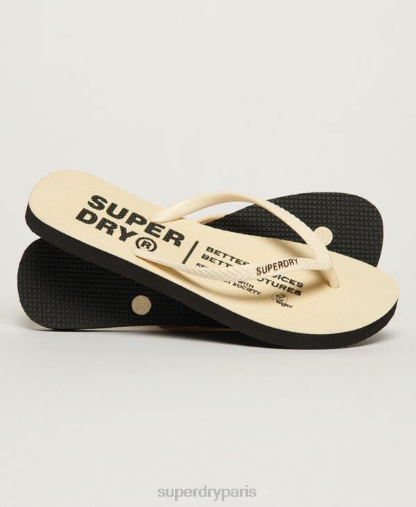Superdry femmes tongs végétaliennes D64Z4351 chaussures crème