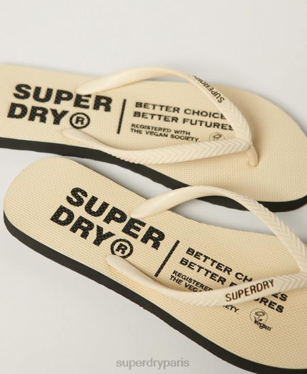 Superdry femmes tongs végétaliennes D64Z4351 chaussures crème