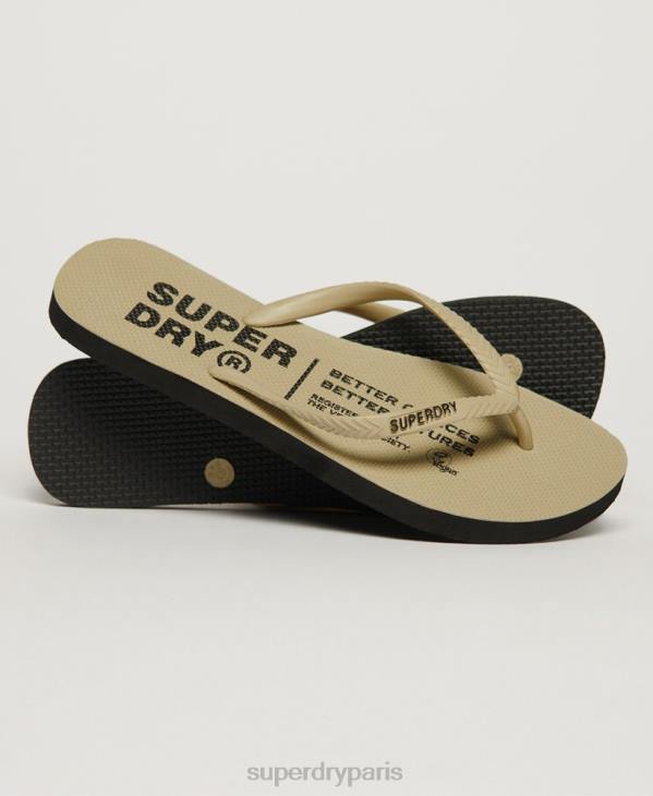 Superdry femmes tongs végétaliennes D64Z4360 chaussures crème