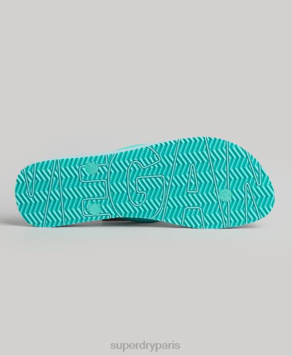 Superdry femmes tongs végétaliennes vintage D64Z4375 chaussures bleu