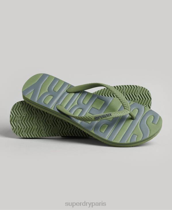 Superdry femmes tongs végétaliennes vintage D64Z4377 chaussures kaki