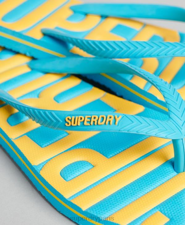 Superdry femmes tongs végétaliennes vintage D64Z4384 chaussures bleu