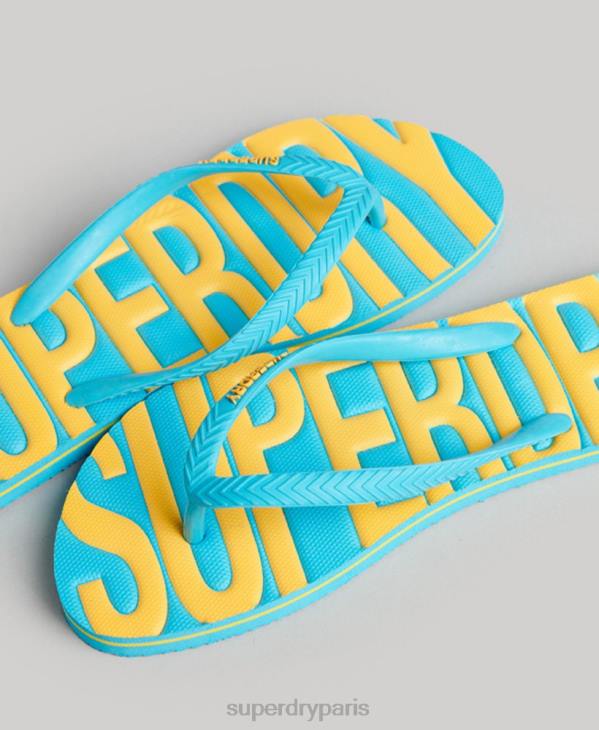 Superdry femmes tongs végétaliennes vintage D64Z4384 chaussures bleu