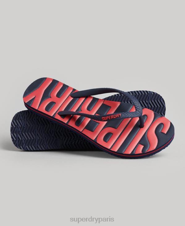 Superdry femmes tongs végétaliennes vintage D64Z4389 chaussures marine