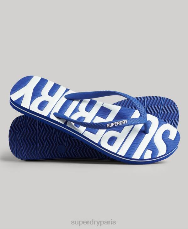 Superdry femmes tongs végétaliennes vintage D64Z4394 chaussures bleu