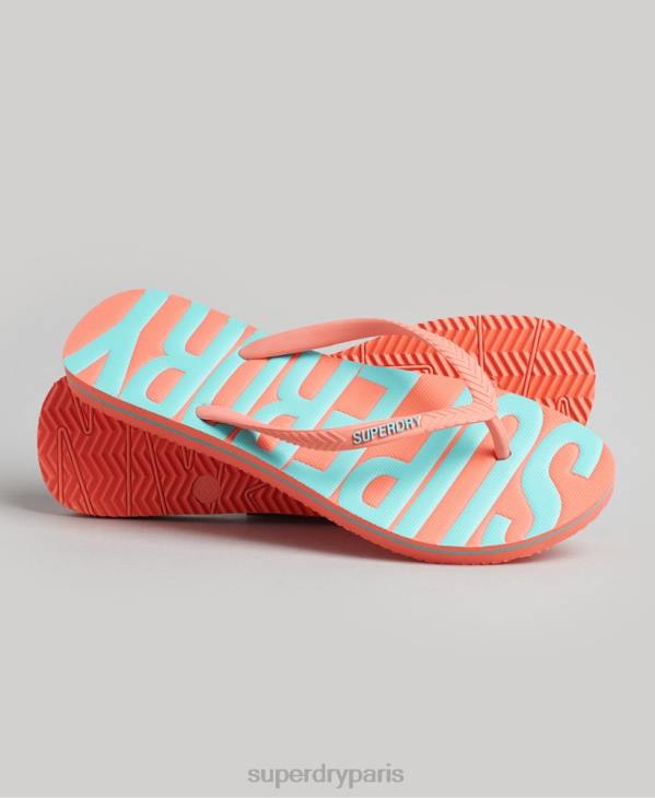 Superdry femmes tongs végétaliennes vintage D64Z4402 chaussures corail