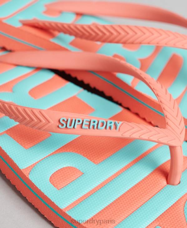 Superdry femmes tongs végétaliennes vintage D64Z4402 chaussures corail