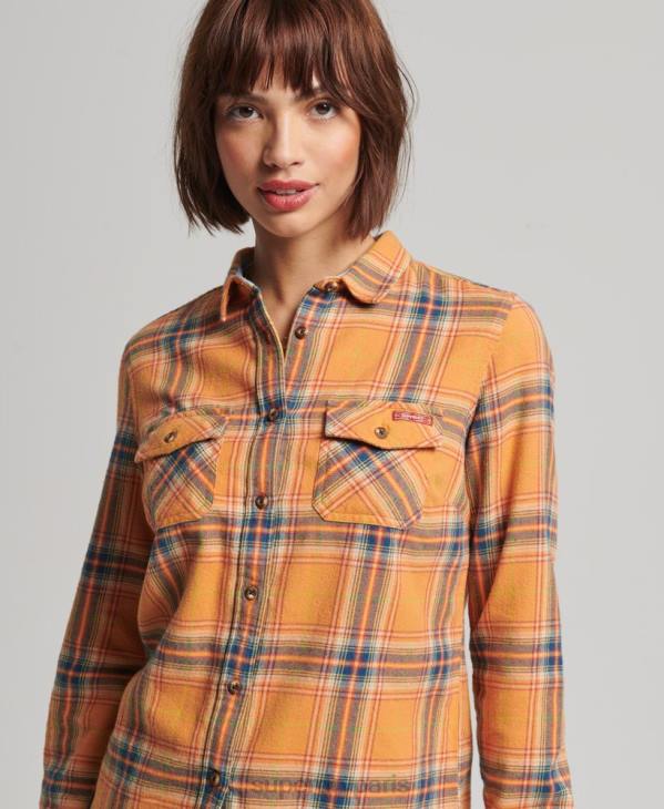 Superdry femmes chemise bûcheron classique en coton bio D64Z3033 vêtements jaune