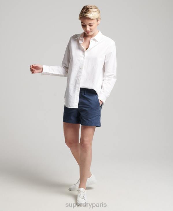 Superdry femmes chemise boyfriend en lin D64Z2963 vêtements blanc