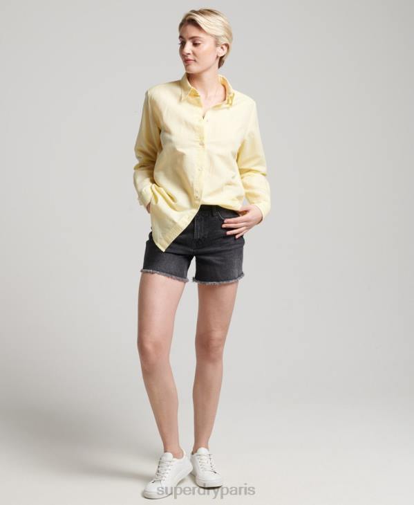 Superdry femmes chemise boyfriend en lin D64Z6524 vêtements jaune
