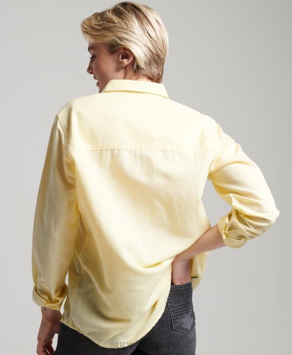 Superdry femmes chemise boyfriend en lin D64Z6524 vêtements jaune