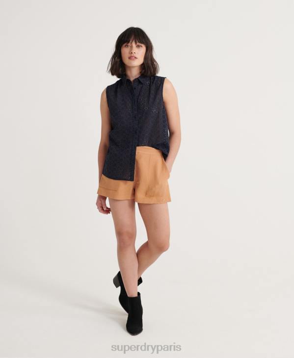 Superdry femmes chemise à broderies tilly D64Z3074 vêtements marine