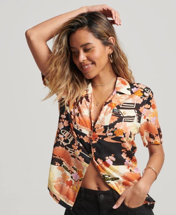 Superdry femmes chemise de station balnéaire D64Z2867 vêtements or