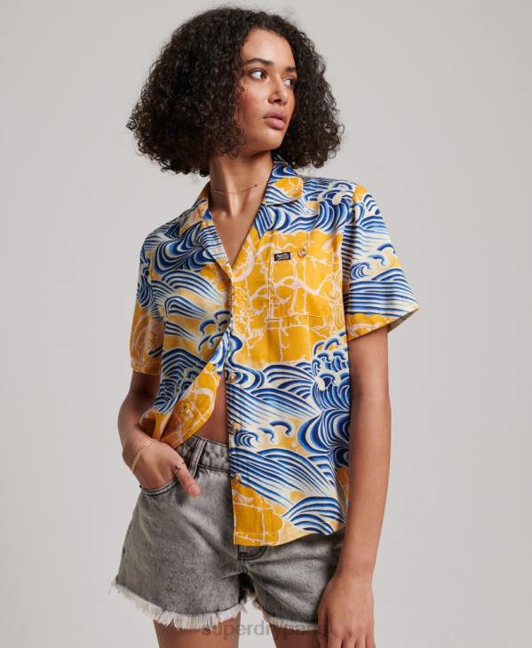 Superdry femmes chemise de station balnéaire D64Z2880 vêtements or