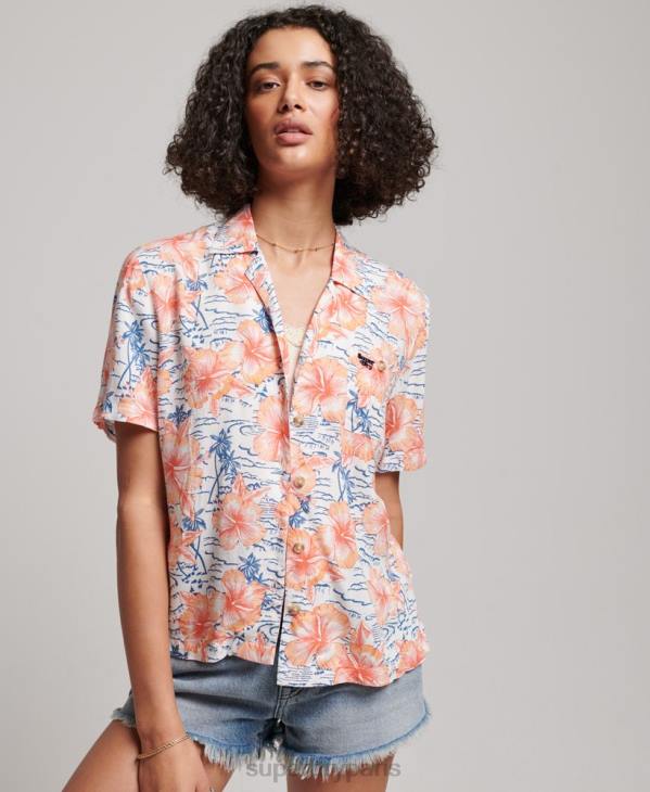 Superdry femmes chemise de station balnéaire D64Z2914 vêtements marine